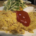 もつ焼 信 - お山の大将　オムレツアップ