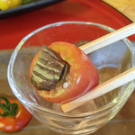 ニューいらご - 【夕食】トマトとスッポンの出汁煮茄子の創作料理