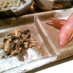 信州マタギ亭 - 蜂の子とミョウガ