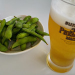 旭風ラーメン - 生ビールと枝豆