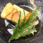 ryugon - 蓬豆腐 焼車麩 蓬葉の天ぷら