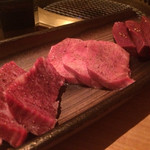 よろにく - 2015/07_塩焼き三種（ハラミ、タン、ハツ）