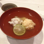 うぶか - 車海老真蒸　知多半島産の鱧（ウキがついたて）