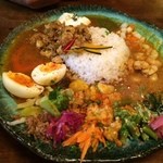 ボタニカリー - 合いかけエビ大盛　トッピングは玉子と豆腐