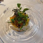 レストラン マノワ - 海老と焼きナスと生ハムのジュレ　紫蘇の香り（2015.7）