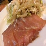 麺哲支店 麺野郎 - おまかせおつまみ-鶏胸肉の醤油漬け(2015/7)