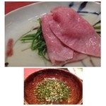 にくの匠 三芳 - さっとスープにくぐらせただけのお肉は甘くて、口の中でトロケマス。