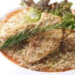 Grilled white fish with herbal bread crumbs