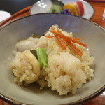 つる幸 - アワビの炊き込みご飯、干クチコ（ナマコの卵巣）乗せ（ここまで2015年お昼の法事で・・・）