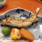 つる幸 - 天然アユ塩焼きとカラスミ