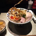 鶏Soba 座銀 - 煮干し吟醸　nigori 燻製玉子ON+鶏込み飯