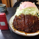 葉栗屋 - 150714味噌かつライス1100円キャベツ半分