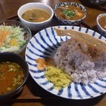 月と亀 - 2015.07・筑前インド定食 1000円　ポークビンダルー追加