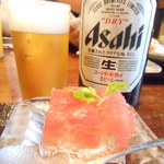 えび家 - Ｏｆｆはランチにビールは♪デザートはスイカのゼリーとじ