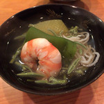 日本料理 たかむら - 男鹿の車海老、冬瓜、じゅんさい