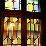 雲仙観光ホテル - ビリヤード室のステンドグラス。