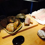 祇園楽味 - 目の前に並べられた食材