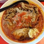 辛口肉ソバ ひるドラ - 辛口ガチ味噌肉そば800円