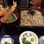 湯桶庵 - ざる蕎麦670円＋天丼小500円