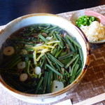 神社そば　村の下 - 山菜そば（温）８００円（税込）