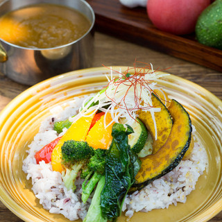 ごはんは発芽玄米雑穀入り★野菜たっぷり元気カレー