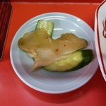 大門 - 201507ラーメン付キクラゲ炒め定食(半ライス)￥920 漬物類