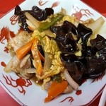 大門 - 201507ラーメン付キクラゲ炒め定食(半ライス)￥920 キクラゲ炒め