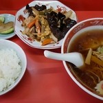 大門 - 201507ラーメン付キクラゲ炒め定食(半ライス)￥920