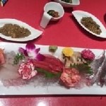 創作Dining Sushi　きくち - お刺身の盛り合わせ(つぶ貝のきもが美味でした!!)