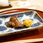 松川 - 【夏】すっぽん焼き物、とうもろこしの天ぷらを添えて(2015.08.01)