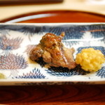 松川 - 【夏】すっぽん焼き物、とうもろこしの天ぷらを添えて(2015.08.01)