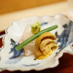 松川 - 【夏】淡路の鰈（かれい）のお造りと唐津の赤雲丹(2015.08.01)