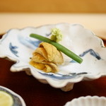 松川 - 【夏】淡路の鰈（かれい）のお造りと唐津の赤雲丹(2015.08.01)