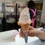 さくらんぼ山観光農園 - さくらんぼソフトクリーム 300円。ほんのり、さくらんぼの風味であっさりしたソフトクリーム♪