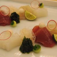 銀座 小十 - お造り「イカ、カツオ、マコガレイ」