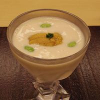 銀座 小十 - ムラサキウニと湯葉のすり流し