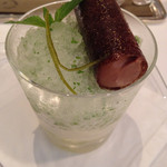 レ セゾン - モヒート風 上は葉巻を模したチョコデザート  Aug/2015