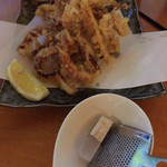 かま釜うどん - 「いか一夜干しの天ぷら」