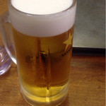 鉄板前に生ビール