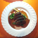 テート・ア・テート - 四谷フレンチ"ｔêｔｅ-à-ｔêｔｅ"ディナーコースメインマグレ･カナールのロースト ソース・ビブラ－ドはちみつとローズマリー[2015.08]