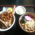 一茶庵 - ミニ天丼とミニたぬき蕎麦のセット