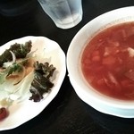 Cucina Albero - ランチのセットのサラダとスープ
