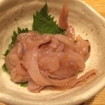 居酒屋 かまどか - スルメイカの柚子胡椒！
そういえば日本酒は写楽の純米！
とても一合あるとは思えない…