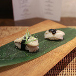 かわ村 - 2015.08再訪 握リゾットコース riso: 穴子 キャビア、岩牡蠣 キャビアライム 芽葱☆