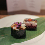 かわ村 - 2015.08再訪 握リゾットコース riso: 赤鯥 赤柚子胡椒、車海老 フォアグラ☆