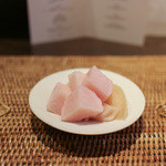 かわ村 - 2015.08再訪：蕪、生姜、桃、で作ったガリ☆