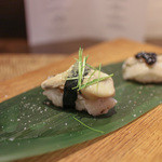 かわ村 - 2015.08再訪 握リゾットコース riso: 岩牡蠣 キャビアライム芽葱☆