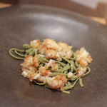 かわ村 - 2015.08再訪 握リゾットコース pasta: 茶そばのピッツォケリ☆