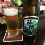 Kikka sou - お祝いのコース！先ずは乾杯のビール。箱根駅伝特別協賛のサッポロビールが箱根限定ラベルを作っているらしい。ほ、ほしい…！テンションガチアガリ！