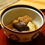 さん昇 - 2015.8 鳥取大穴子、鳥取丸茄子、鳥取湯葉の炊き合わせ